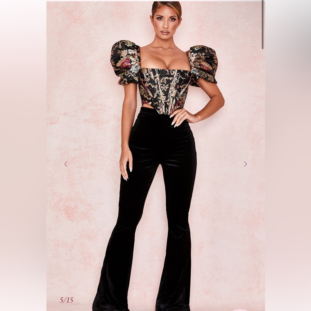 House of CB ISABELLA Brocade Jacquard Puff Sleeve Bustier - Picture 3 of 13